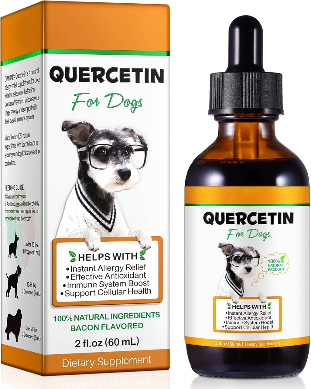 Quercetina para Perros, Gotas Líquidas - Suplemento Herbal Natural, 60 ml