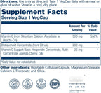 Solaray Reacta-C Vitamin C 500mg - 180 Vegan Capsules - Immune & Antioxidant Support