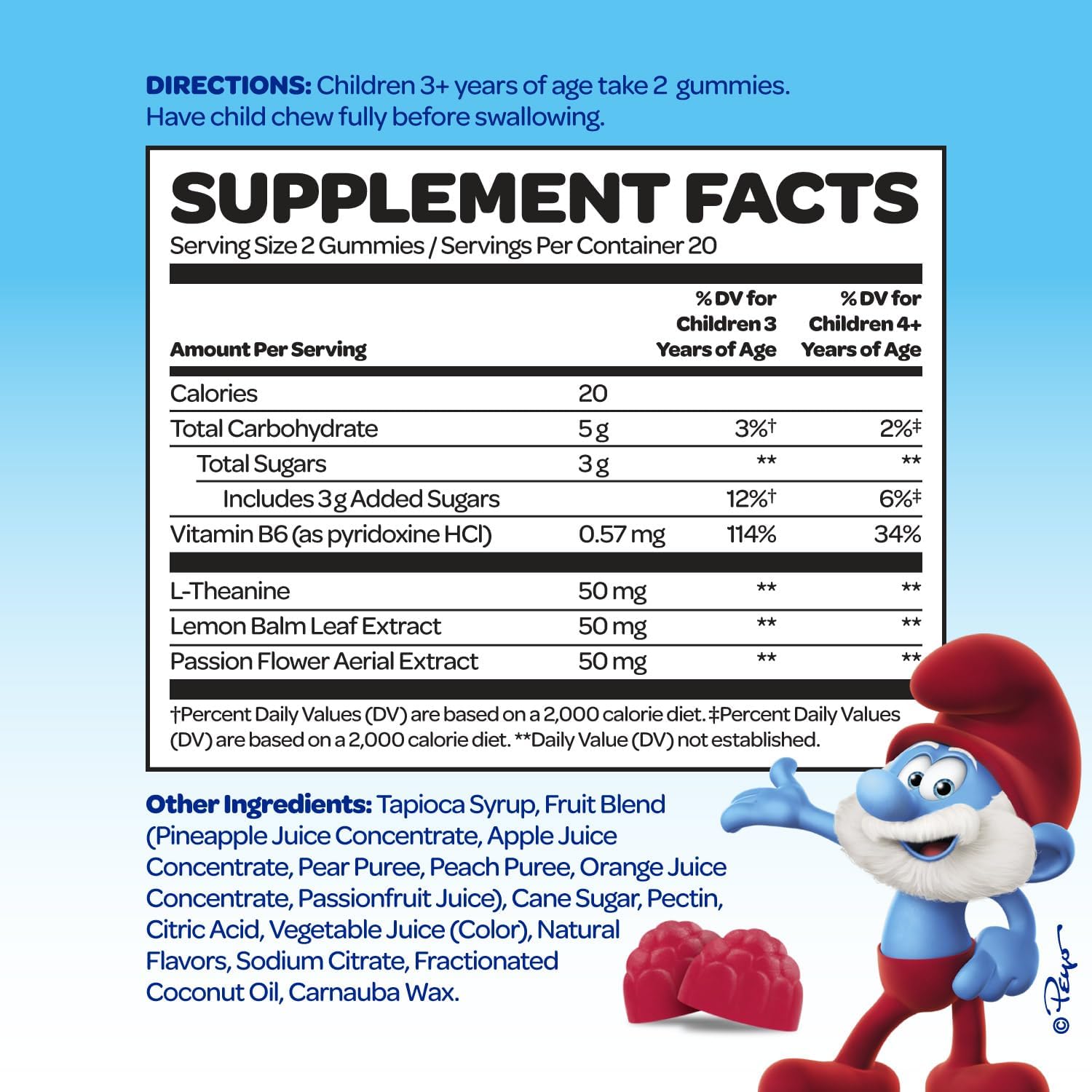 Smurfs Kids Calm Gummies – Gominolas Calmantes para Niños con Melisa y L-Teanina