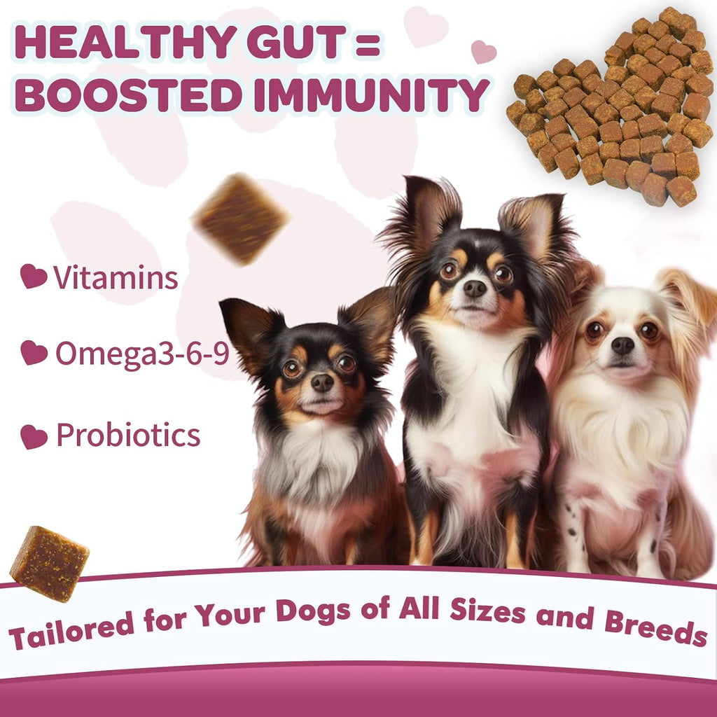 NATURE TARGET Probióticos para Perros, 120 Masticables Sabor Pollo con Enzimas Digestivas y Prebiótico