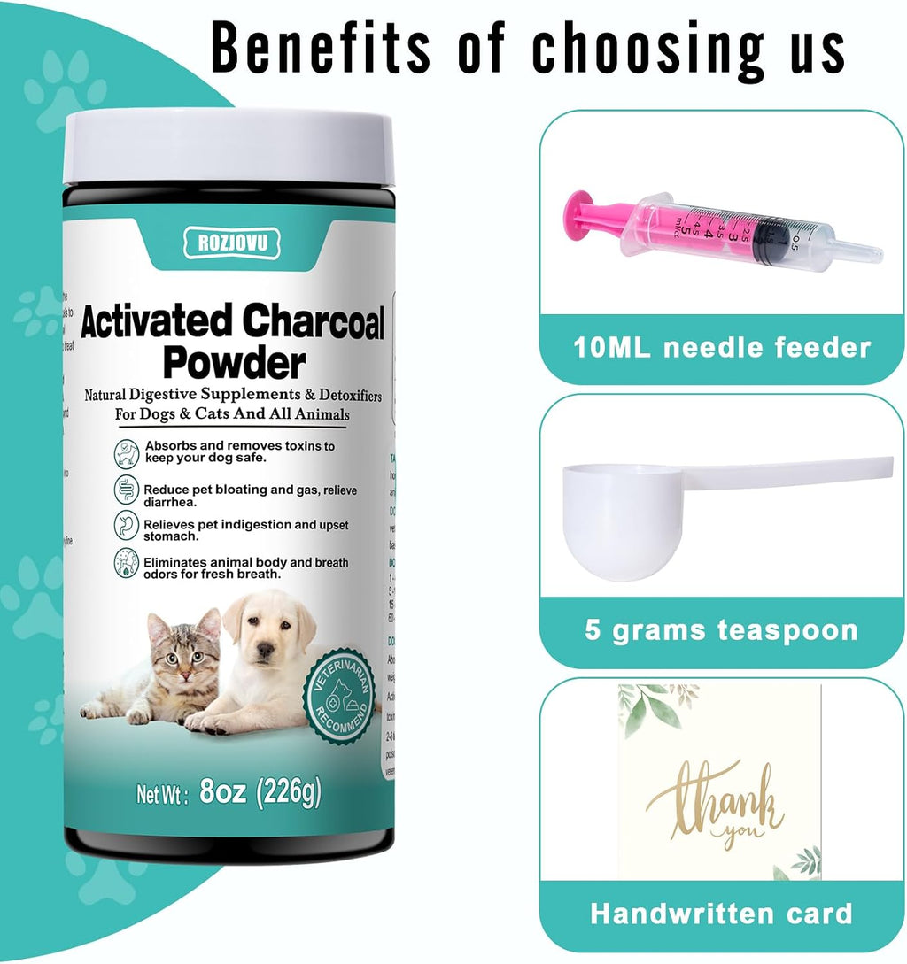 Carbón Activado para Perros, Gatos y Mascotas (Polvo, 227 g)