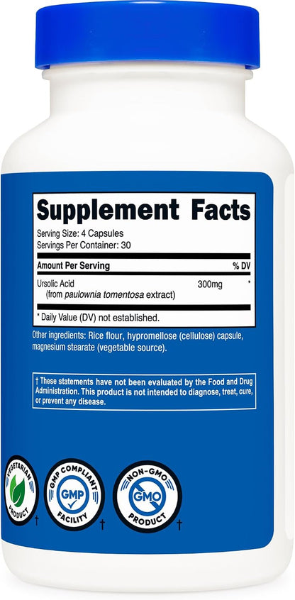 Nutricost Ácido Ursólico 300mg, 120 Cápsulas - Vegano, No GMO, Sin Gluten – Image 5