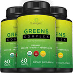 Sunergetic Premium USDA Organic Greens Superfood Tablets – 60 Comprimidos de Superalimentos Verdes Orgánicos