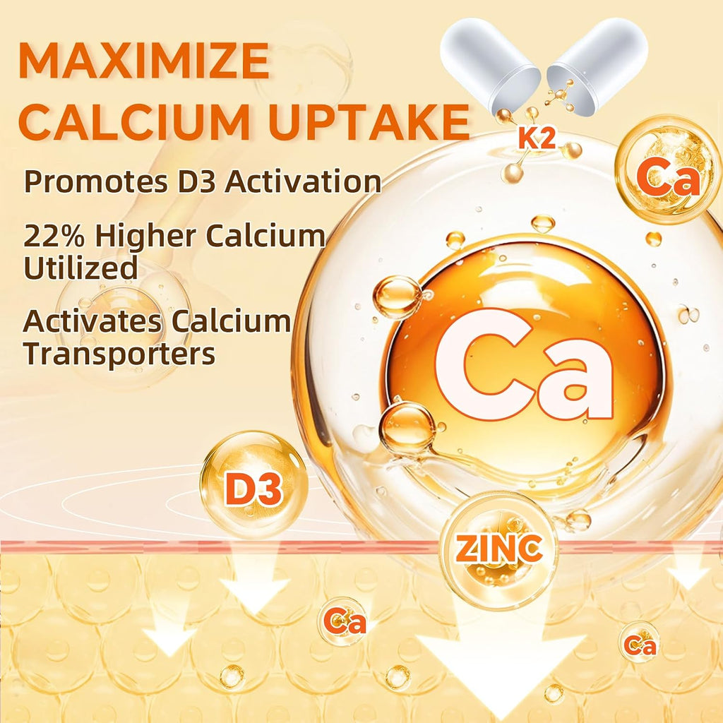 ZEBORA Vitamina D3 K2 con Zinc y Selenio – 5000 UI de D3 y 100 mcg de K2 MK-7 – 120 Cápsulas