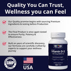 WOW Supplements Vitamina D3 5000 UI (125 mcg) 120 Cápsulas Blandas