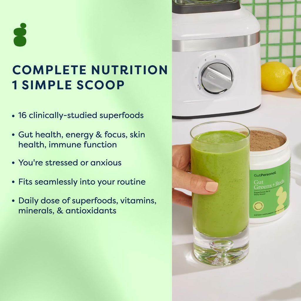 GutPersonal Gut Greens + Reds - Suplemento para la Salud Intestinal, 30 Dosis
