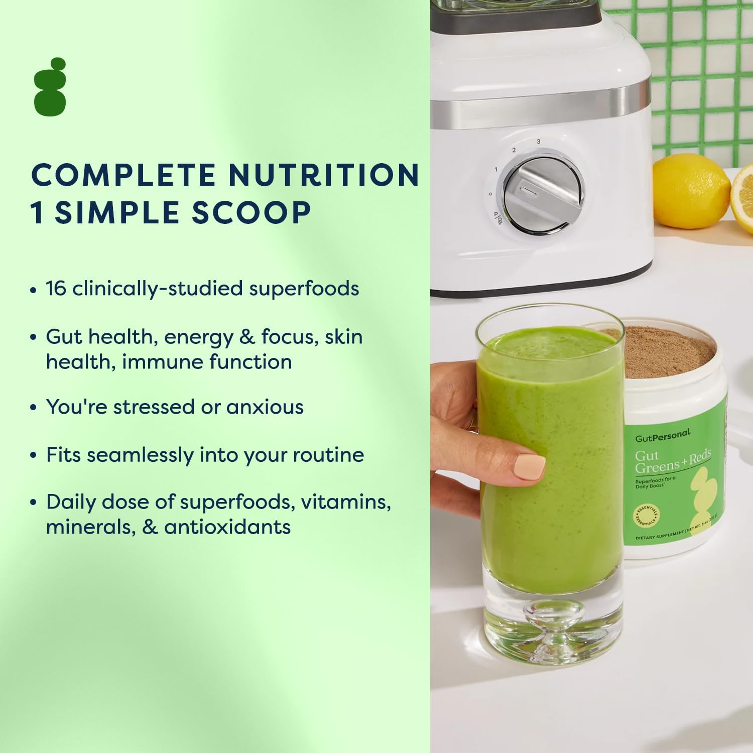 GutPersonal Gut Greens + Reds - Suplemento para la Salud Intestinal, 30 Dosis