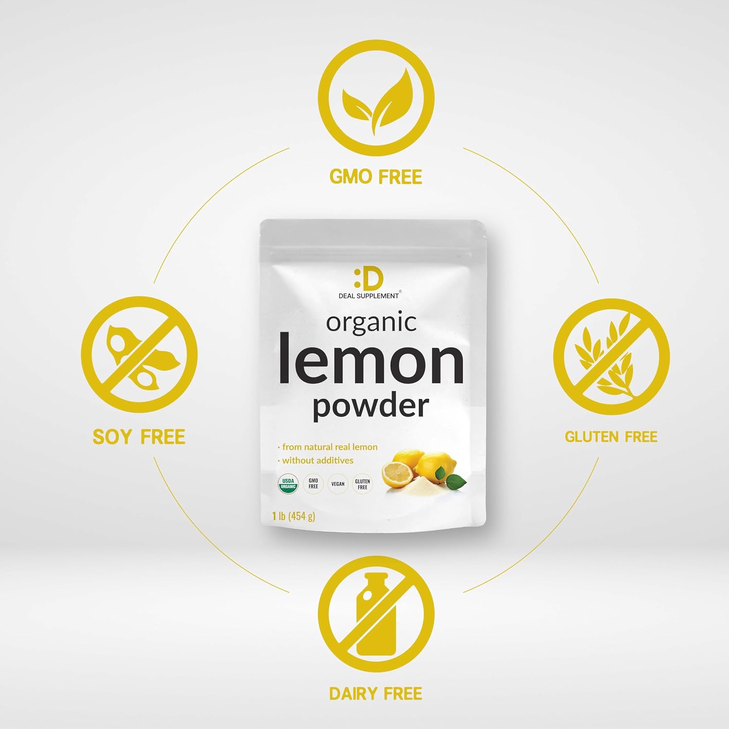 Polvo de Limón Orgánico, 454g – Liofilizado – Rico en Vitamina C – Sabor a Zumo de Limón Natural – Sin OMG, Sin Rellenos, Sin Azúcar