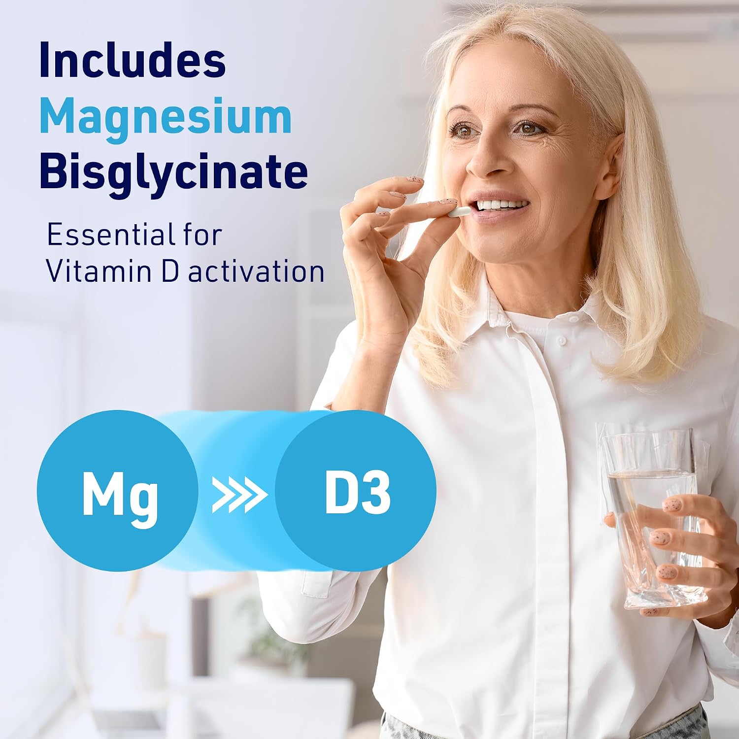 AgeImmune Brilliant D3+ Complex - 60 Cápsulas - 5000 UI Vitamina D3 + K2 + Magnesio Glicinato - Formulado por Médicos para Apoyo Óseo e Inmunitario - Sin Estearatos ni Dióxidos