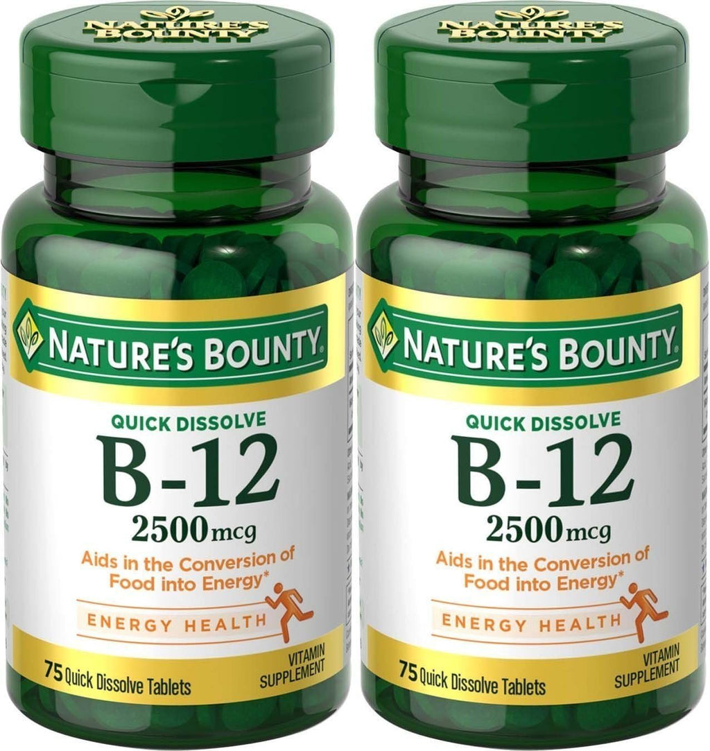 Nature's Bounty Vitamina B-12 2500 mcg de disolución rápida, sabor cereza natural (300 comprimidos)