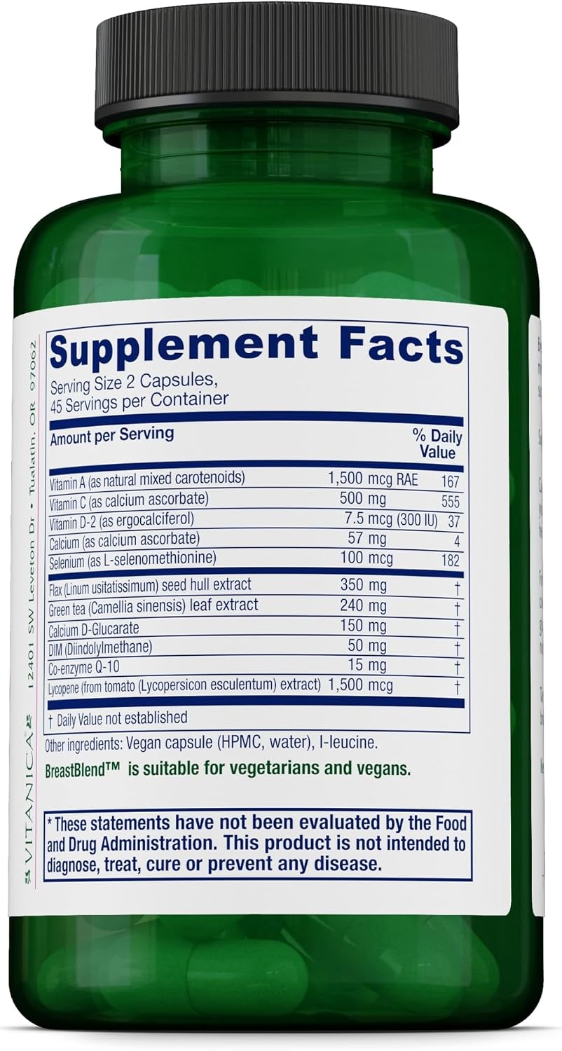 Vitanica BreastBlend - Suplemento para la salud mamaria (90 cápsulas)