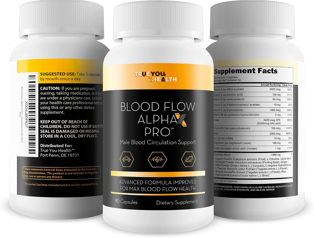 Blood Flow Alpha X Pro - Suplemento de Apoyo a la Circulación Sanguínea Masculina