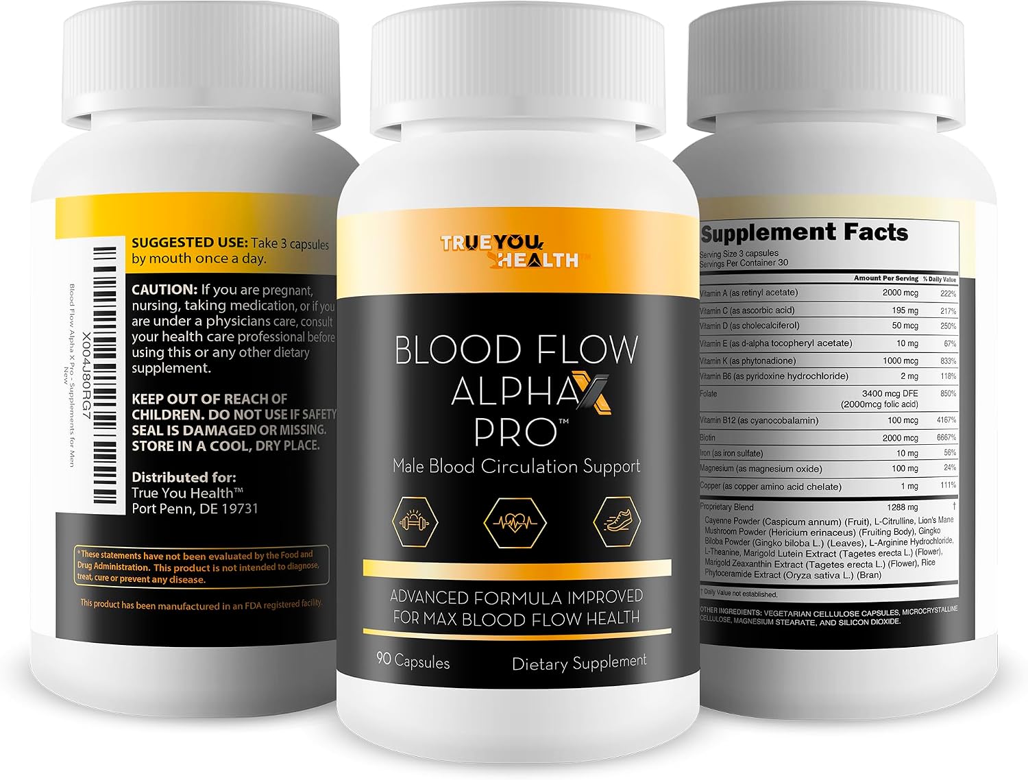 Blood Flow Alpha X Pro - Suplemento de Apoyo a la Circulación Sanguínea Masculina