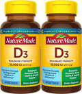 Nature Made Vitamina D3 10000 UI (250 mcg) de Máxima Potencia, 60 Cápsulas Blandas - Pack de 2