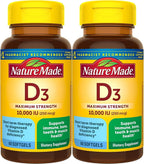 Nature Made Vitamina D3 10000 UI (250 mcg) de Máxima Potencia, 60 Cápsulas Blandas - Pack de 2