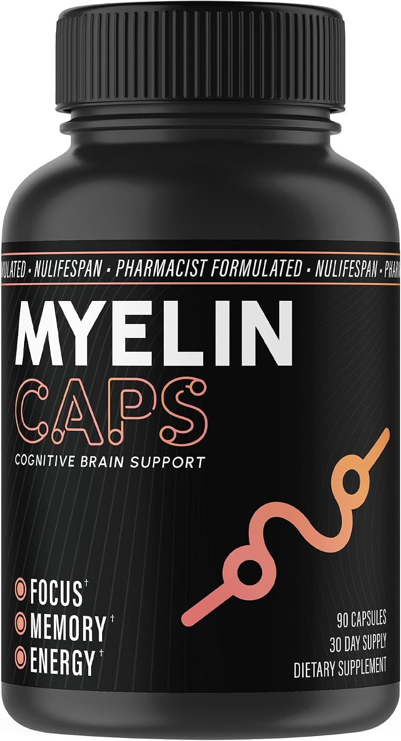 Nulifespan Myelin Caps - Suplemento para la Salud Cerebral, Concentración y Memoria con AlphaSize, 90 Cápsulas