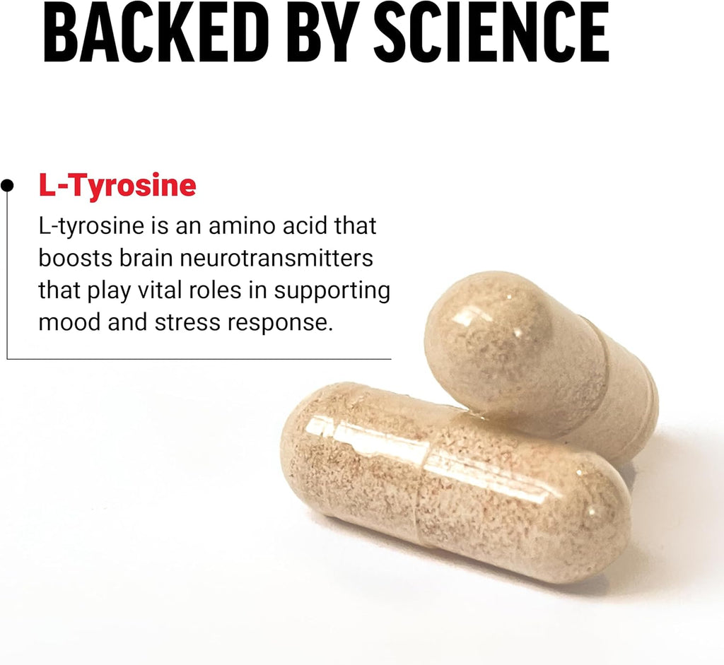 Force Factor L-Tirosina 500 mg, 120 Cápsulas – Suplemento de Aminoácido en Forma Libre