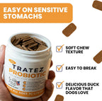 Probióticos para Perros - Bacillus Coagulans & Fibra Prebiótica - Masticables Digestivos y de Apoyo Inmunitario - Sabor a Pato - 90 Unidades