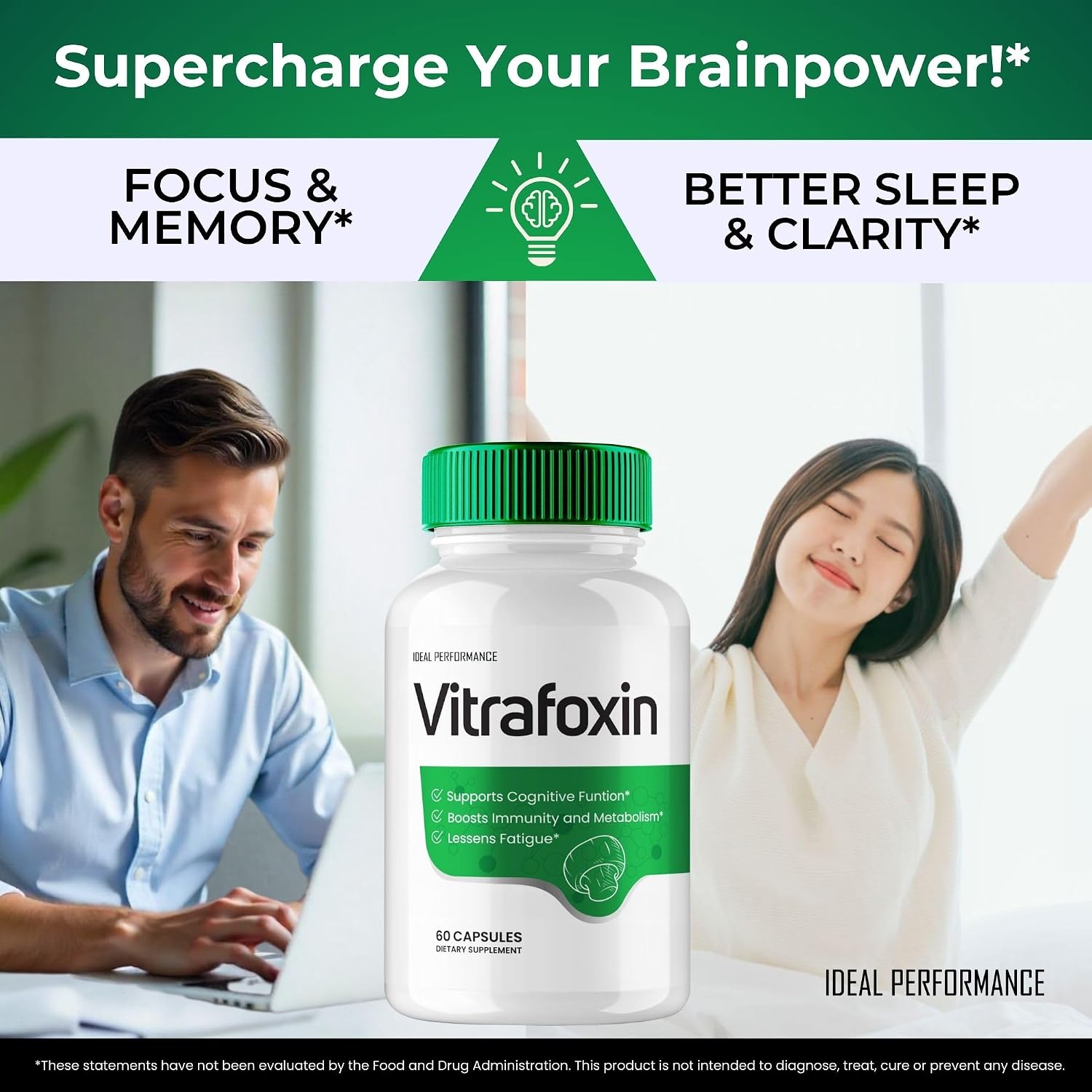 IDEAL PERFORMANCE Vitrafoxin Cápsulas para la Ciática, Suplemento para la Salud Nerviosa y Cerebral - Nootrópicos de Máxima Potencia, Fórmula Natural (5 Paquetes)