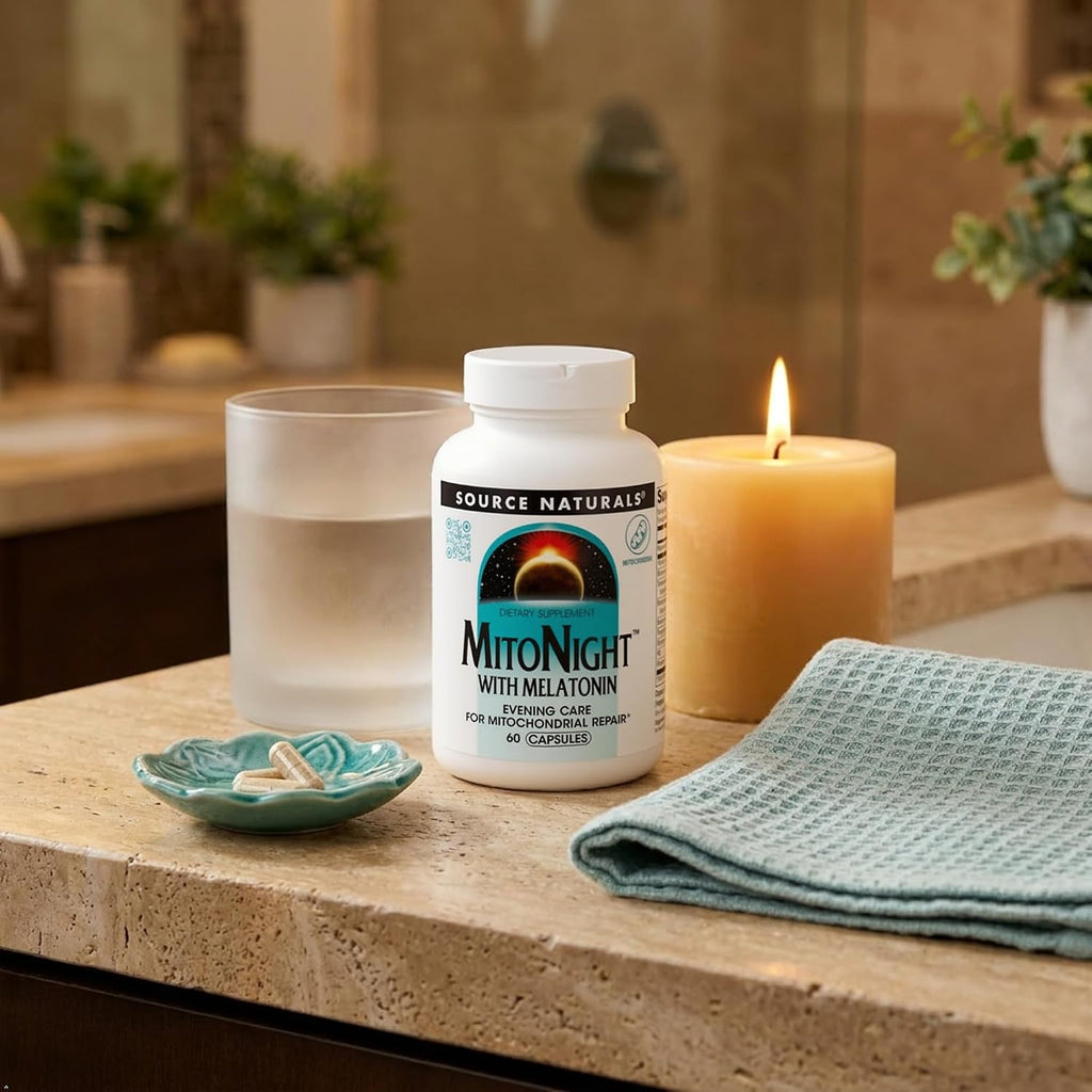 Source Naturals MitoNight® con Melatonina – Cuidado Nocturno para la Reparación Mitocondrial (30 Cápsulas)
