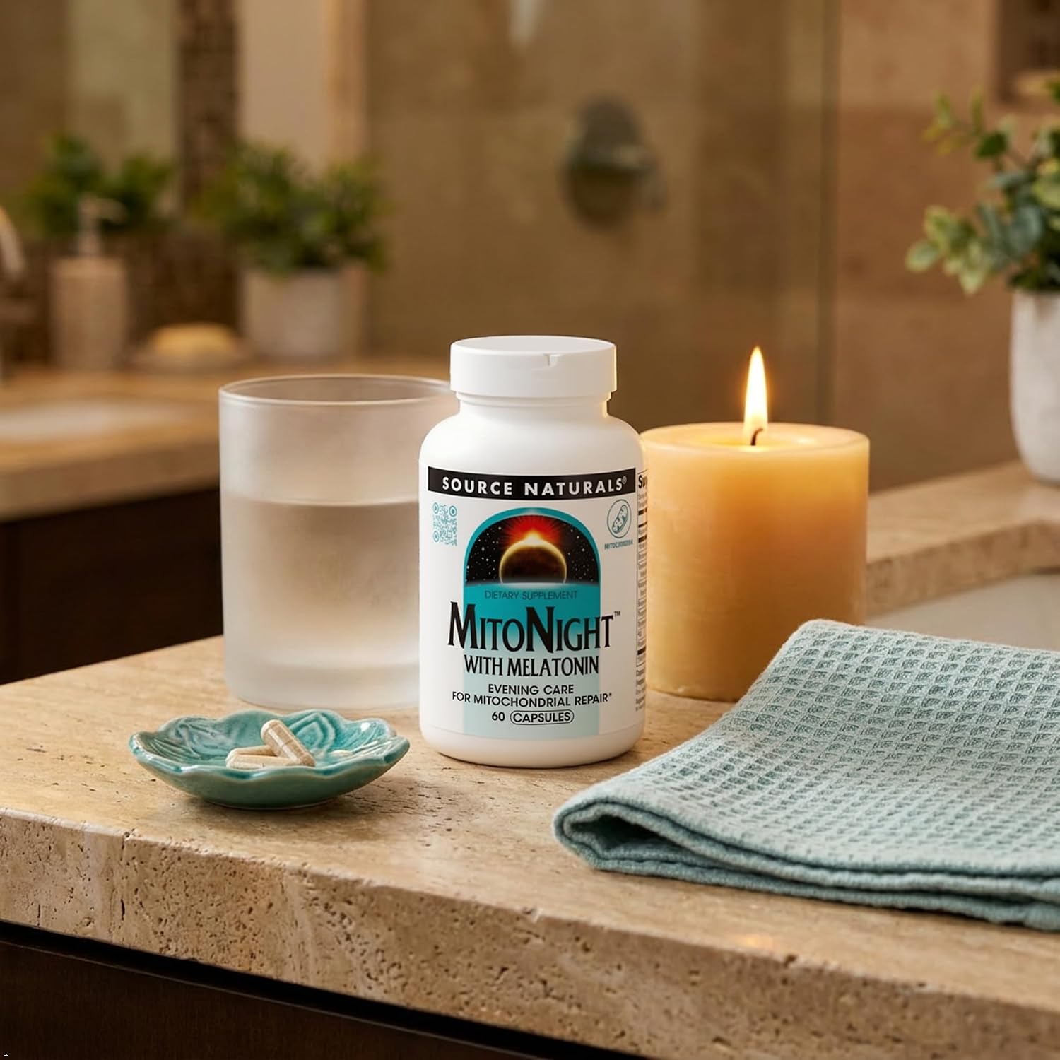 Source Naturals MitoNight® con Melatonina – Cuidado Nocturno para la Reparación Mitocondrial (30 Cápsulas)