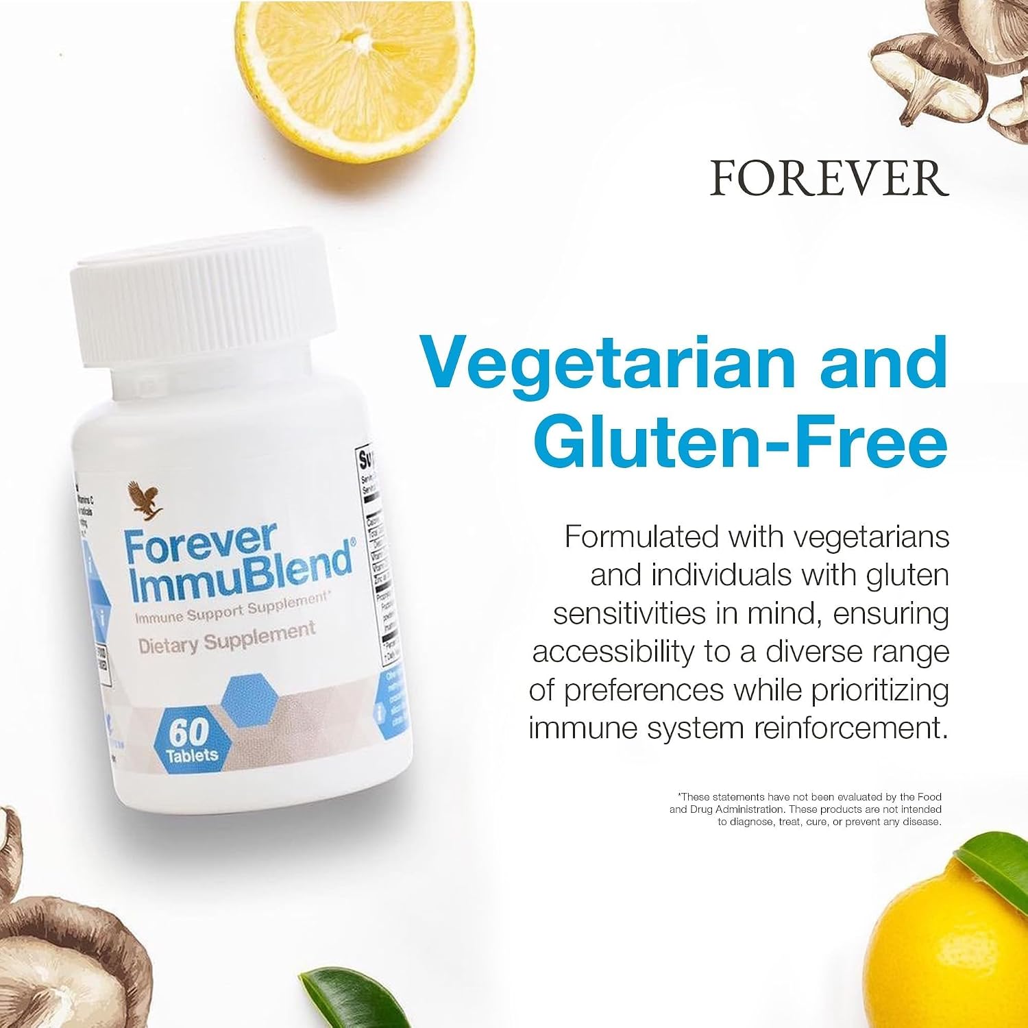 Forever ImmuBlend – Suplemento de apoyo inmunológico con botánicos, vitaminas D y C, setas maitake y shiitake – 60 comprimidos