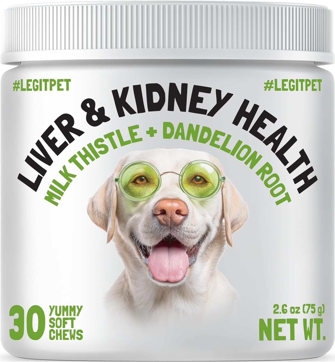 LEGITPET Complemento Hepático y Renal para Perros con Cardo Mariano, Diente de León y Cúrcuma - 30 Chewables