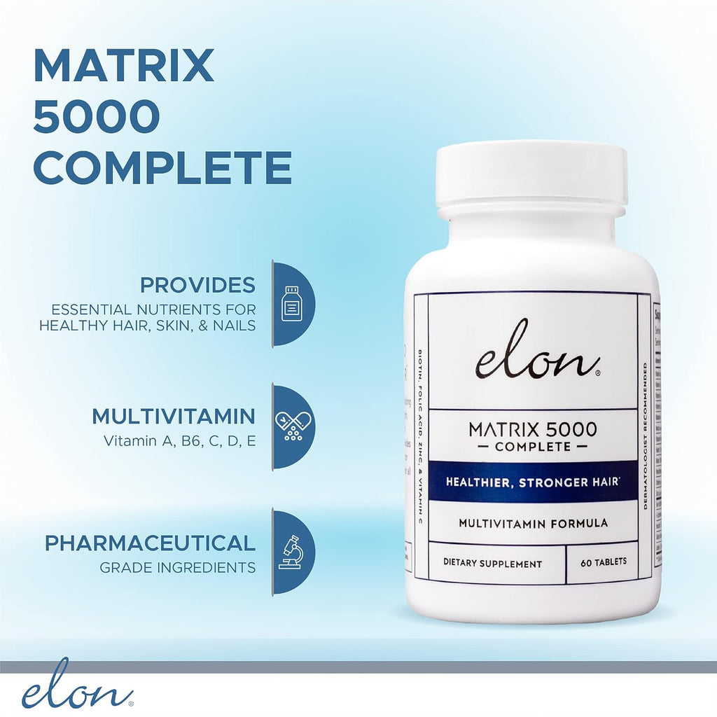 Elon Matrix 5000 Multivitamínico Completo – Cabello, Piel y Uñas – 5000 mcg de Biotina (60 Días)