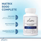 Elon Matrix 5000 Complete Multivitamin — Vitaminas para Cabello, Piel y Uñas — 5000 mcg Biotina, Pack de 3 (180 Días)