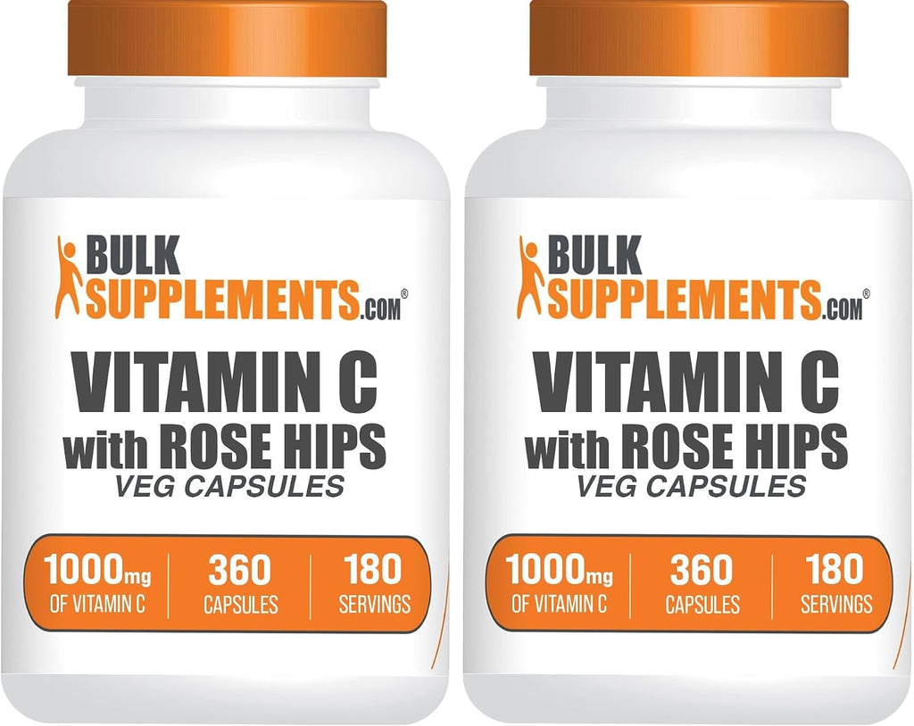 BulkSupplements Vitamina C con Escaramujo - 1000 mg, 360 Cápsulas (180 Días)