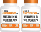 BulkSupplements Vitamina C con Escaramujo - 1000 mg, 360 Cápsulas (180 Días)