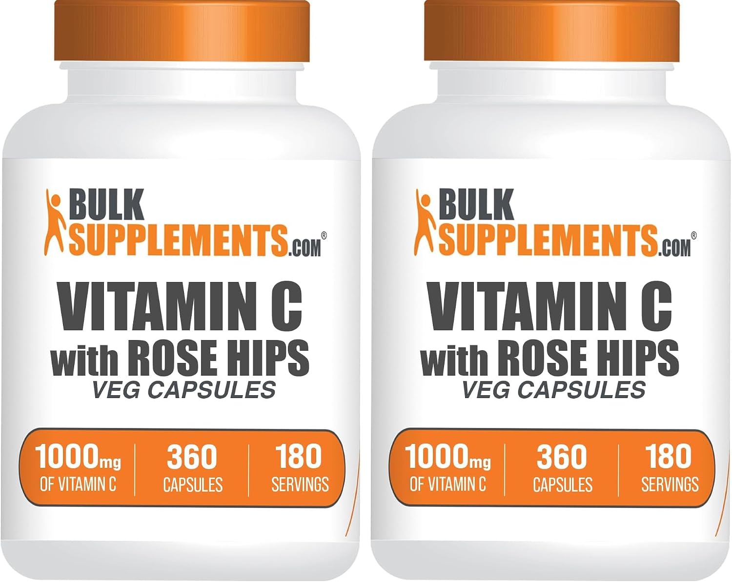 BulkSupplements Vitamina C con Escaramujo - 1000 mg, 360 Cápsulas (180 Días)