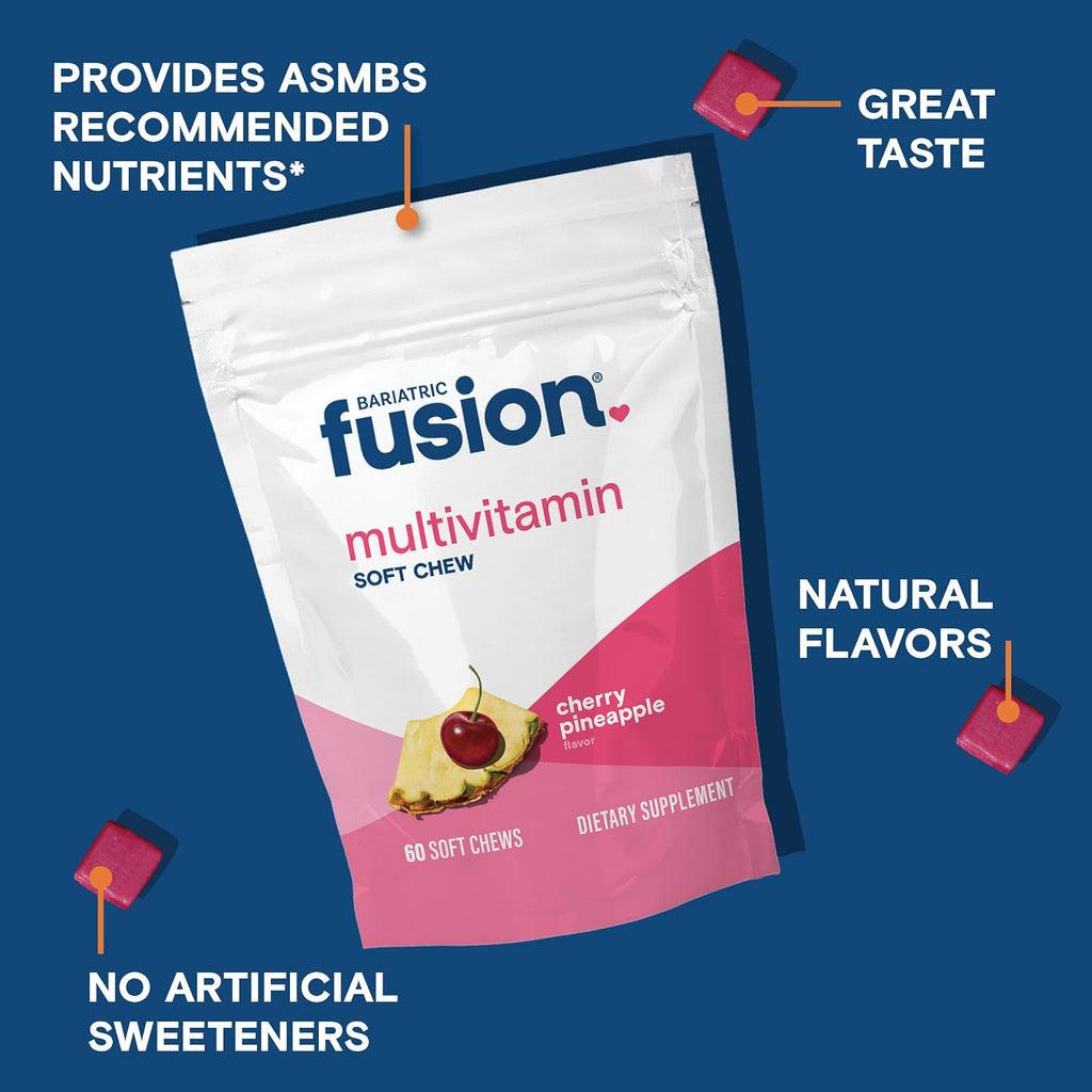 Bariatric Fusion Multivitamínico Masticable Bariátrico - Sabor Piña Cereza - 60 Unidades