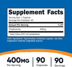 Nutricost Teobromina 400mg, 90 Cápsulas Vegetarianas - Sin Gluten, No-GMO