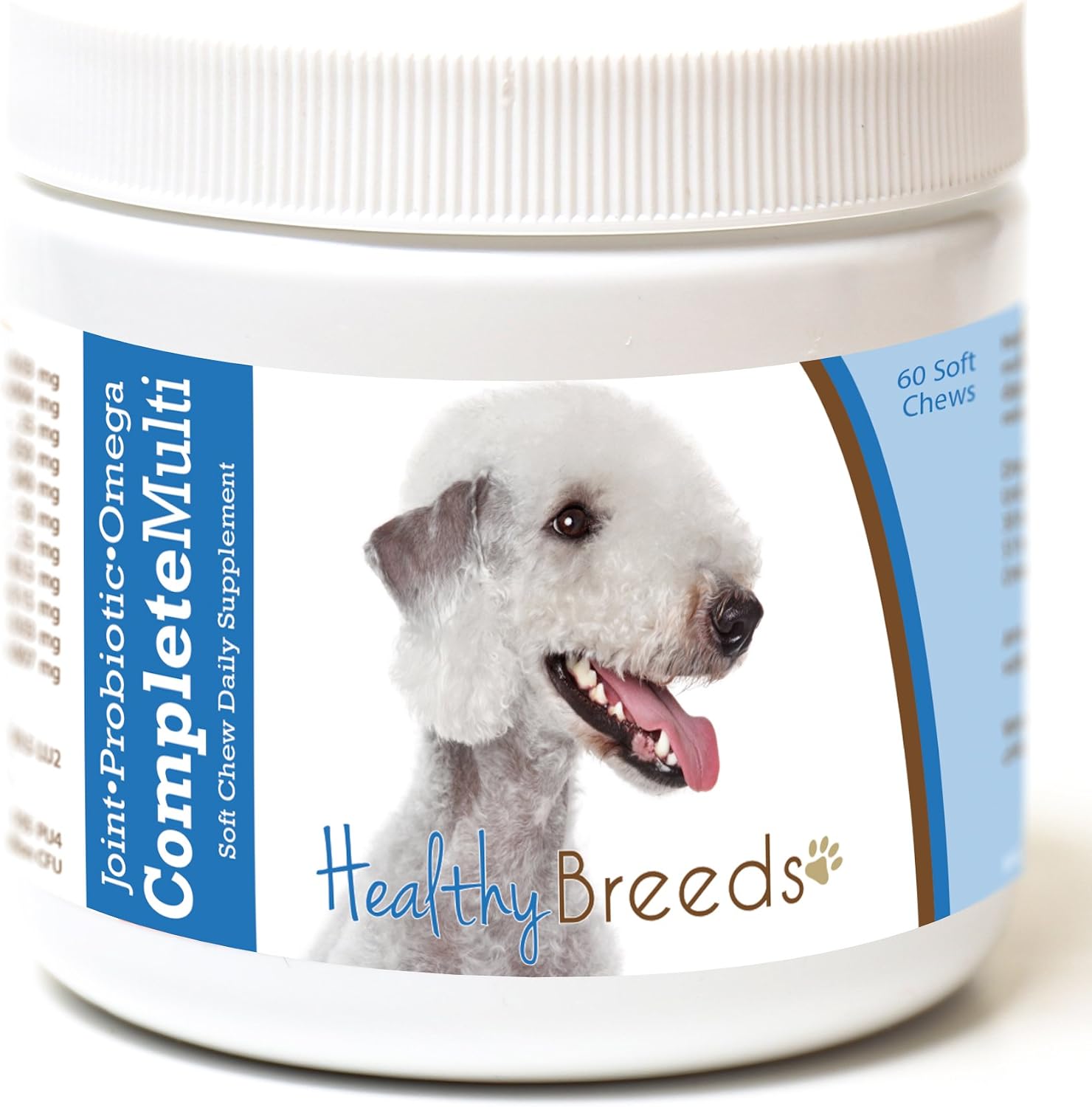 Healthy Breeds Bedlington Terrier Multivitamínico Todo en Uno - Completo con Probióticos, Glucosamina, Condroitina y Omega - 60 Masticables Suaves