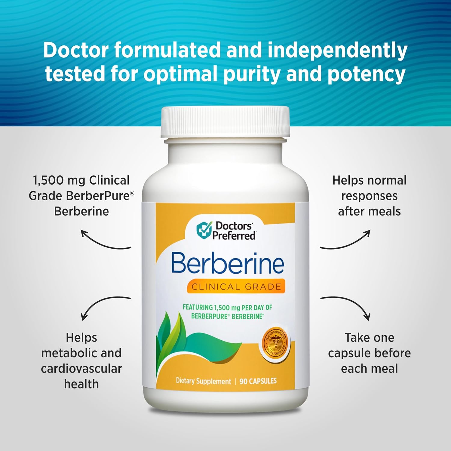 DOCTORS' PREFERRED Berberina Clinical Grade - 90 Cápsulas