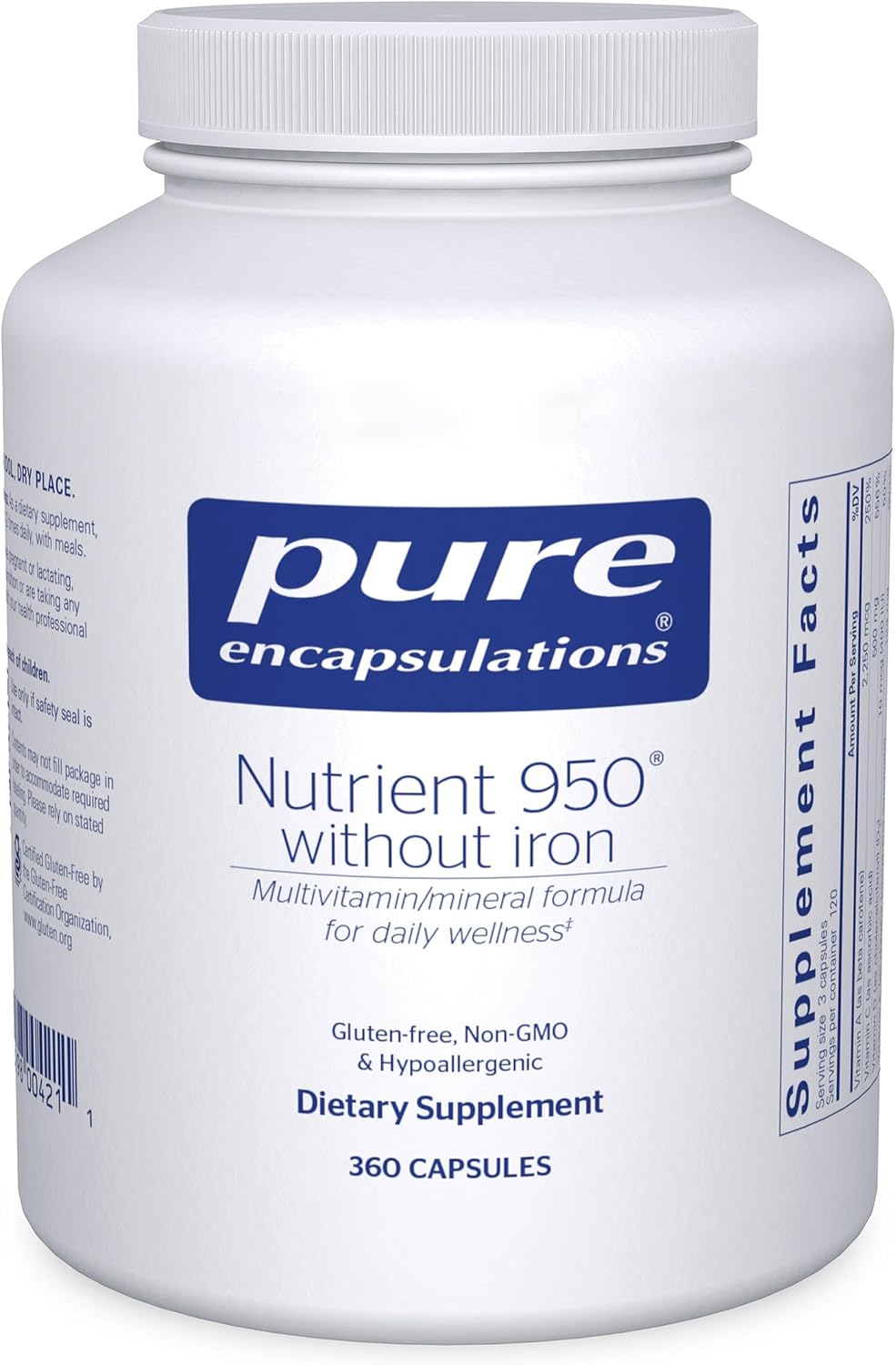 Pure Encapsulations Nutrient 950 Sin Hierro - 180 Cápsulas