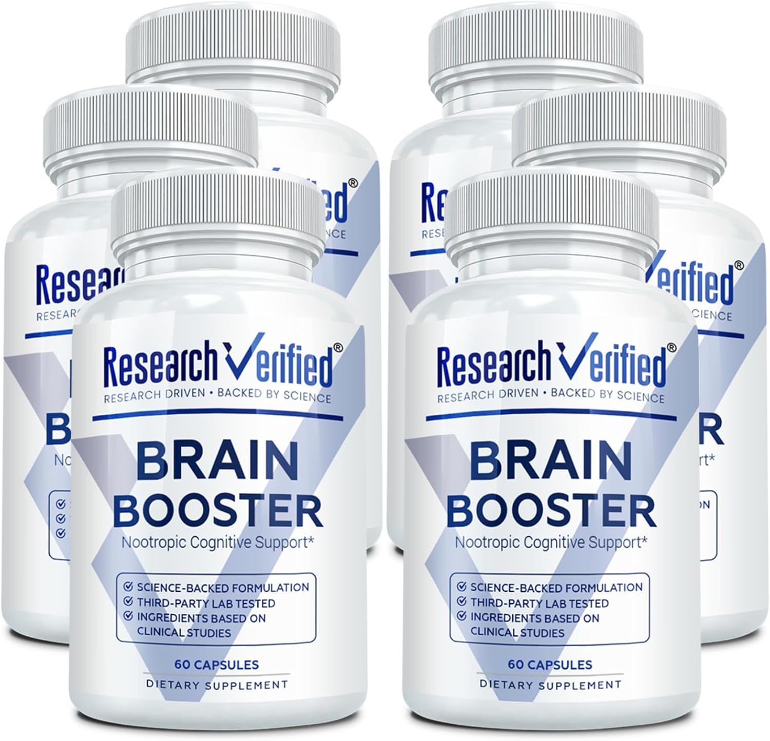 Research Verified Brain Booster - Suplemento Nootrópico para Memoria y Concentración - 60 Cápsulas Veganas