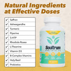 Soultrum Mood Support Supplement - Fórmula diaria con azafrán, ashwagandha, omega 3 y más - 60 cápsulas