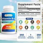 Best Naturals Vitamina B6 50 mg 250 Tabletas