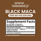 Maca Negra Orgánica 1.900 mg por Ración - Energía Natural Peruana - 120 Cápsulas