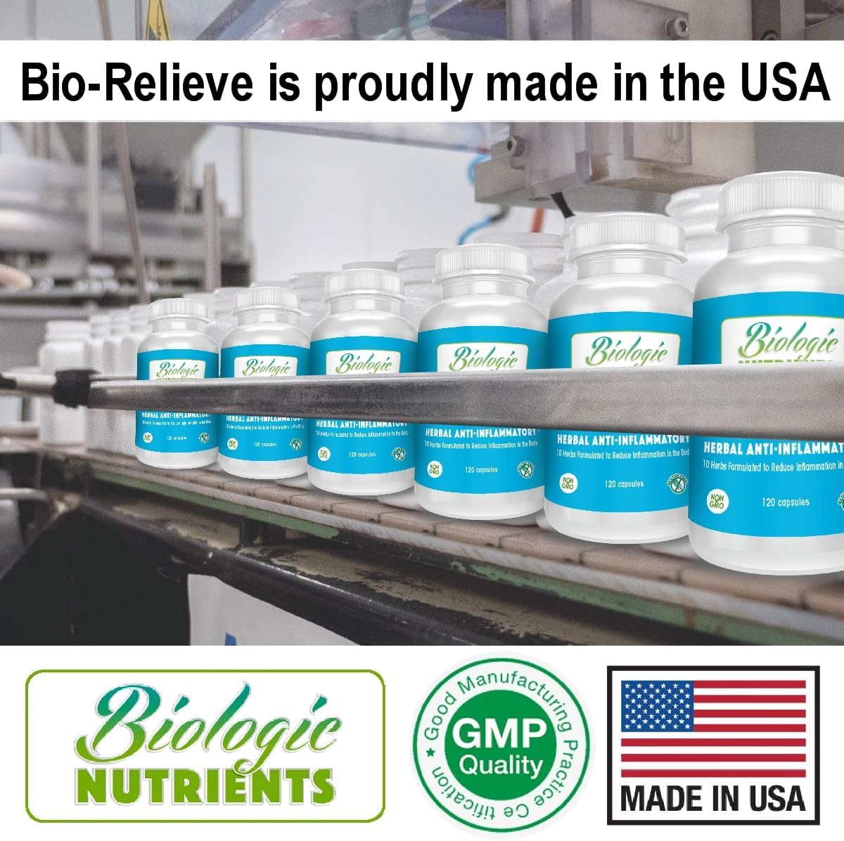 Bio-Relieve Suplemento de Cúrcuma 10 en 1 con Hierbas para Articulaciones - 120 Cápsulas