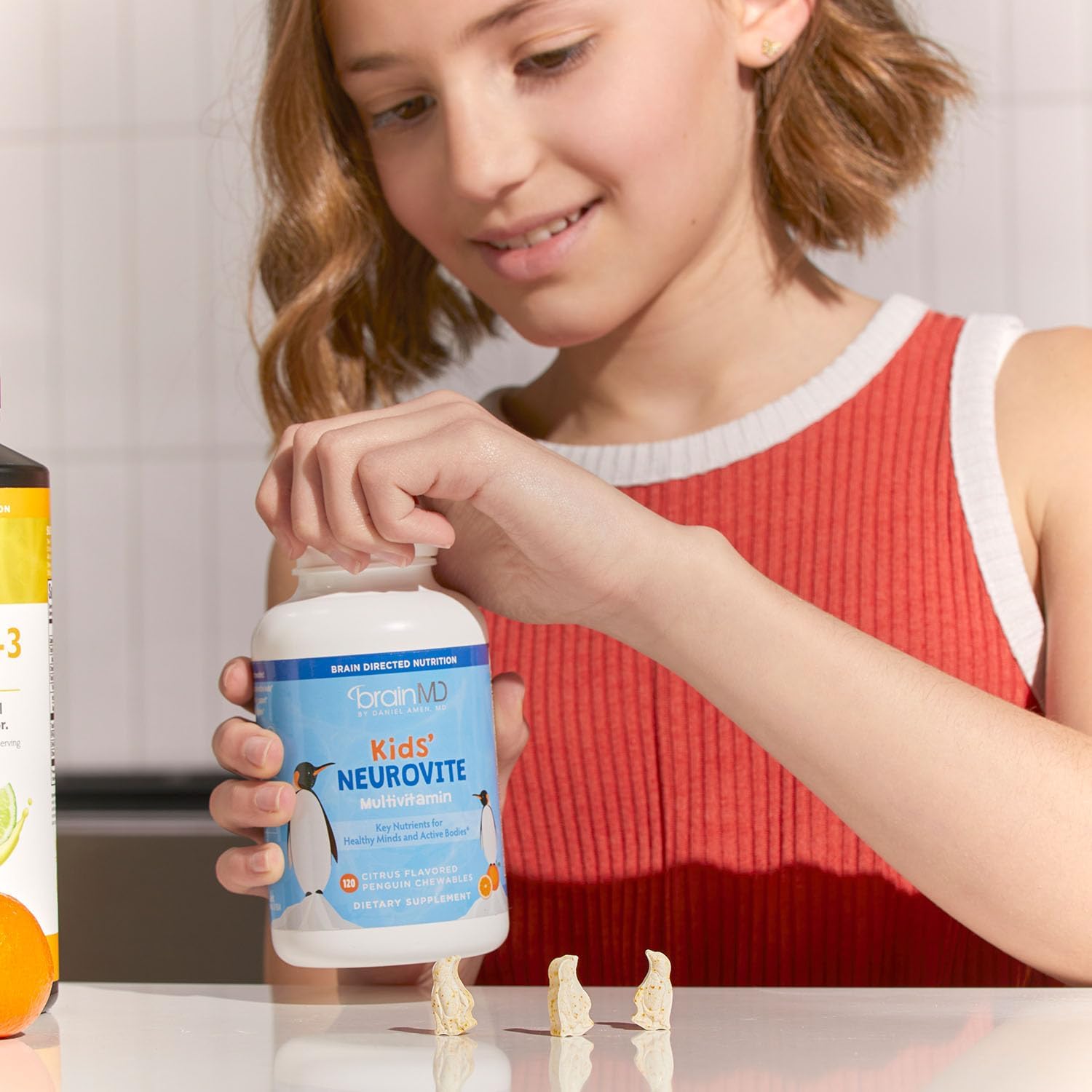 BRAINMD Kids' NeuroVite - Multivitamínico y Mineral, Sabor Naranja, 120 Comprimidos Masticables