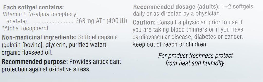 Webber Naturals Vitamina E, 400 UI, 300 cápsulas blandas