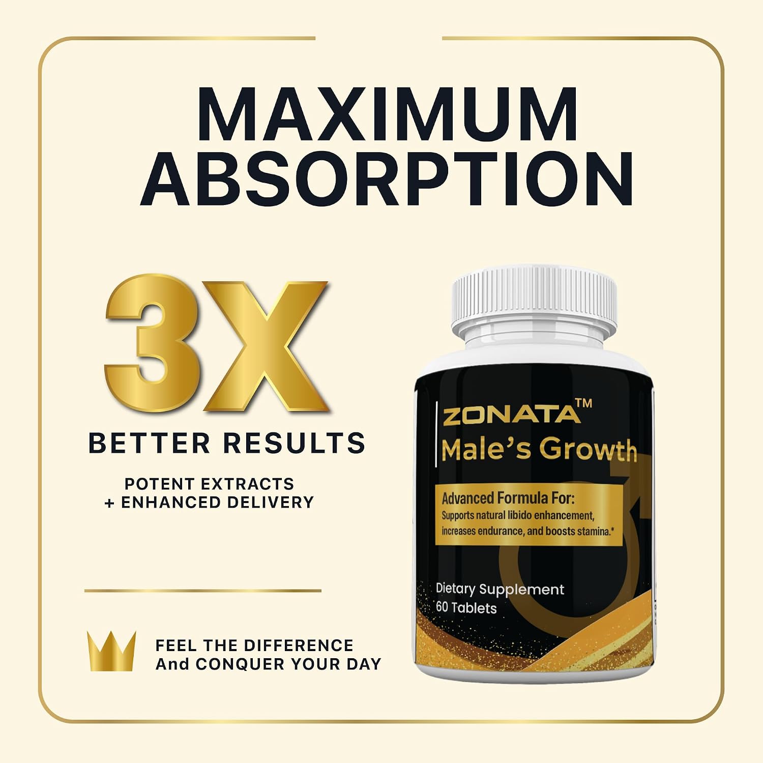 Zonata Male's Growth Suplemento para Hombres (3 unidades, 180 comprimidos)