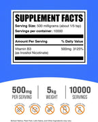 BulkSupplements.com Niacina Sin Rubor en Polvo - Inositol Hexanicotinato, Suplemento de Vitamina B3, 500mg por ración, 5kg