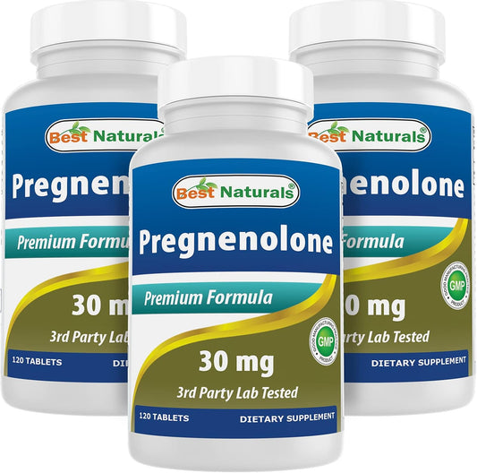 Best Naturals Pregnenolona 30 mg – 120 Comprimidos (Pack de 3)