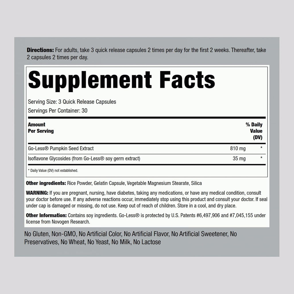 Piping Rock Bladder Control Capsules, 90 Capsules, Pumpkin Seed Extract, Maximum Strength Formula, Non-GMO, Gluten Free