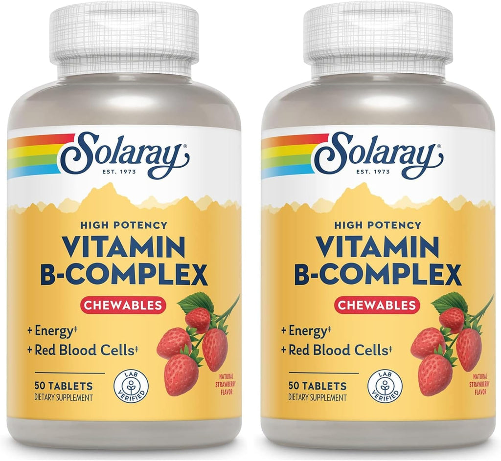 SOLARAY Chewable B-Complex, Strawberry, 50 Tablets