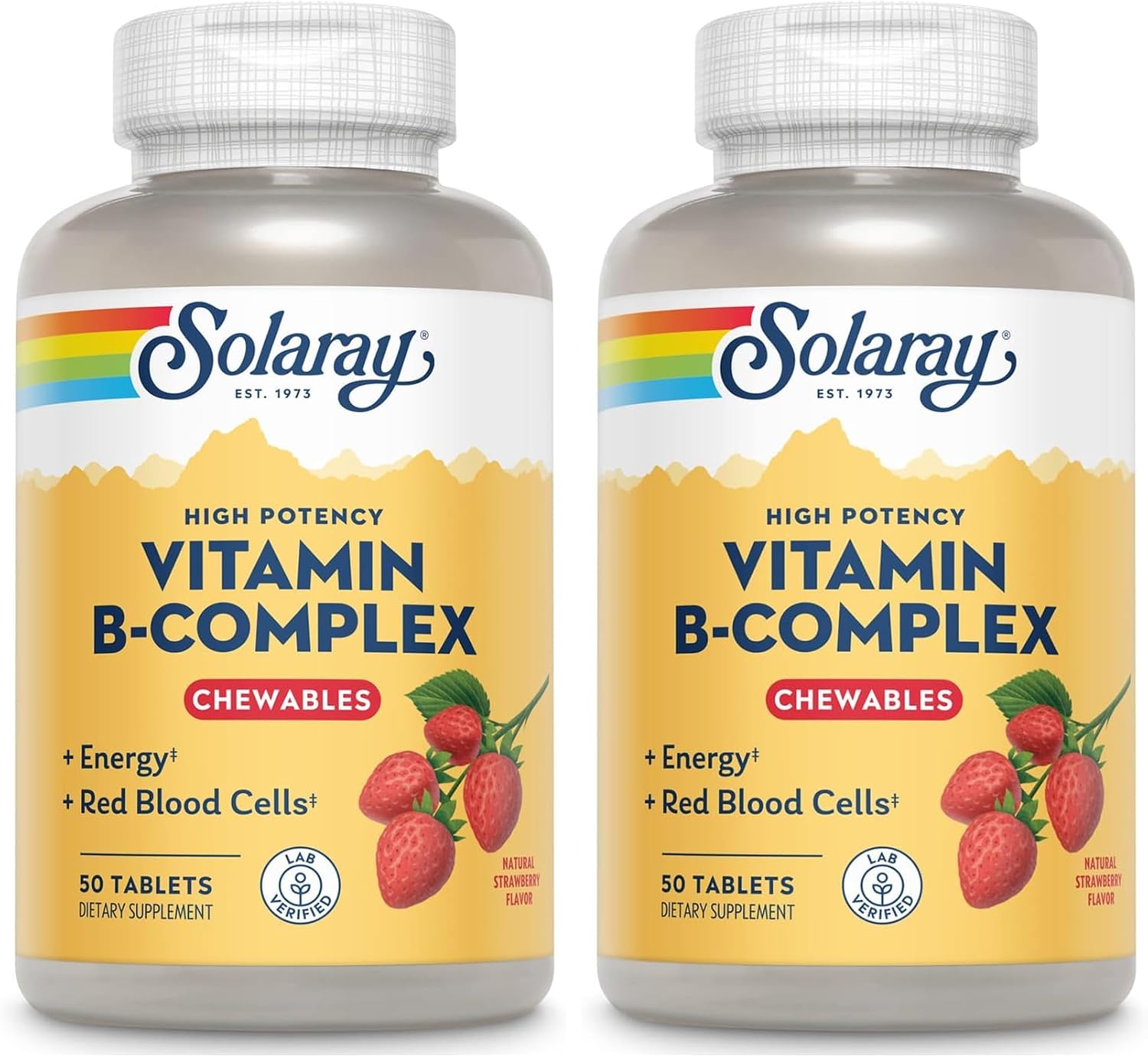 SOLARAY Chewable B-Complex, Strawberry, 50 Tablets